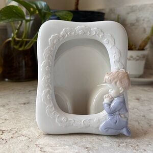 Porcelain Praying Baby Boy Picture Frame